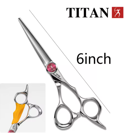 Професійні перукарські ножиці TITAN для стрижки волосся Japan440 сталь 6 дюймів Red - зображення 4