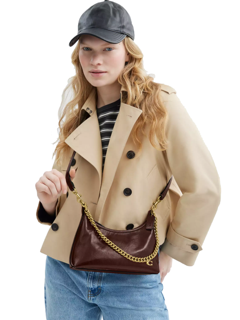 Сумка-багет женская из натуральной кожи средняя Coach Juliet Shoulder Bag 25 BG-COA-130 Коричневая (196395540143) - Фото 3 Сумка-багет женская из натуральной кожи средняя Coach Juliet Shoulder Bag 25 BG-COA-130 Коричневая (196395540143) - изображение 3