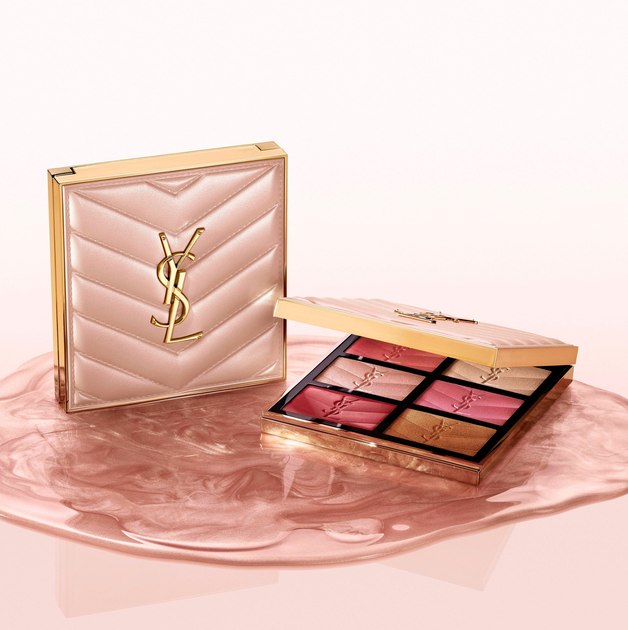 Палетка румян и хайлайтеров для лица YSL Couture Face Palette Golden Oasis Holiday Edition 2025 6 г - изображение 2