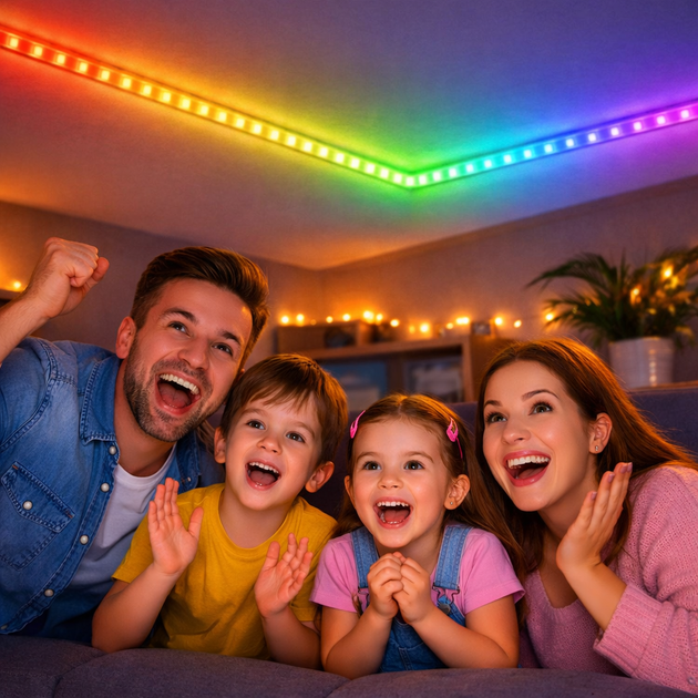 Світлодіодна Led стрічка 5050 RGB на самоклеючій основі комплект пультом блоком живлення 10 метрів лід діодна водостійка гірлянда 12 вольт для підсвічування - зображення 3