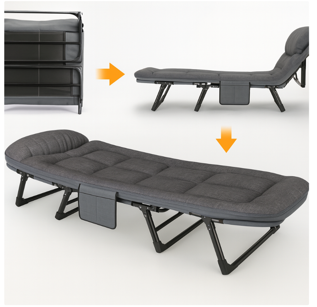 Розкладне ліжко-розкладачка Relax Outdoor 200х60х30 см Сіре, кемпінгове польове ліжко для дому та укриттів, вага 7.8 кг (навантаження до 150 кг) - Фото 2 Розкладне ліжко-розкладачка Relax Outdoor 200х60х30 см Сіре, кемпінгове польове ліжко для дому та укриттів, вага 7.8 кг (навантаження до 150 кг) - изображение 2