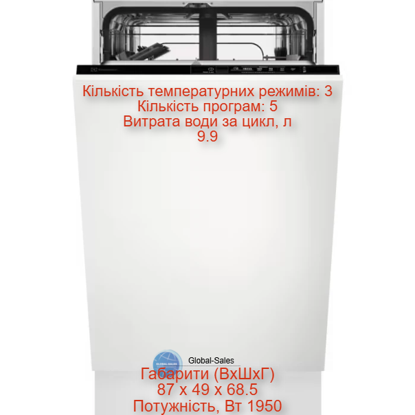 Посудомийна машина вбудована ELECTROLUX EEA71210L - Фото 1 Посудомийна машина вбудована ELECTROLUX EEA71210L - изображение 1