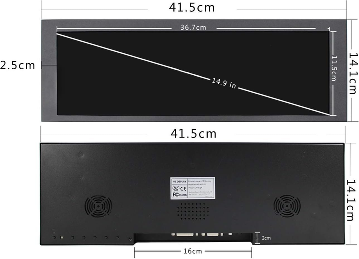 Монитор портативный 14.9" VSDISPLAY VS149ZJ01A 1280 х 390 TN 60 Гц (102140786) - Уценка - изображение 4