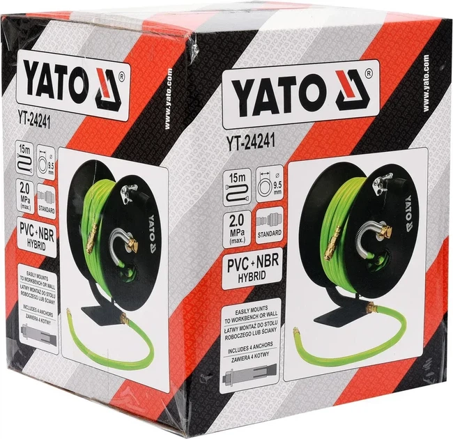 Шланг пневматический YATO ПВХ на бобине 9.5 мм 15 м 20 бар YT-24241 - изображение 4