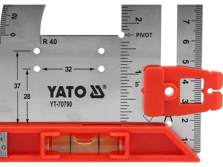 Угольник нержавеющий YATO 300 мм с уровнем и ползунком YT-70790 - Фото 4 Угольник нержавеющий YATO 300 мм с уровнем и ползунком YT-70790 - изображение 4