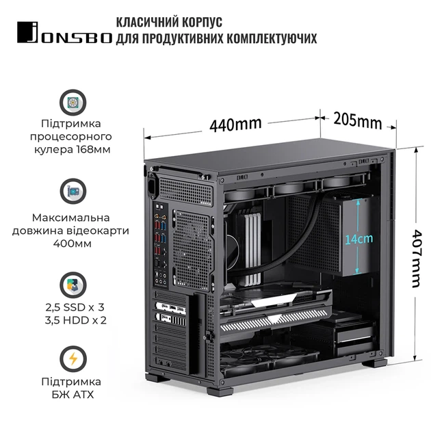 Корпус JONSBO D41 MESH SC Black - изображение 2
