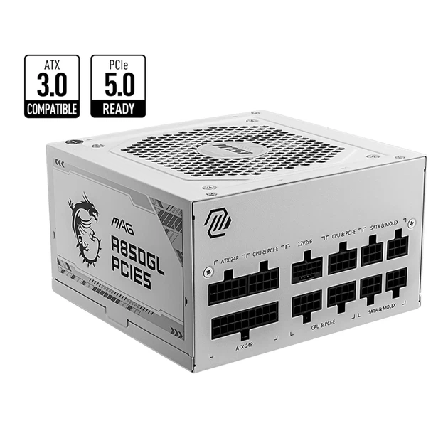 Блок живлення MSI MAG A850GL PCIE5 WHITE 850W 80 PLUS Gold - зображення 2