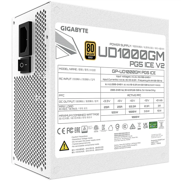 Блок питания GIGABYTE UD1000GM PG5 ICE 1000W 80+ Gold (GP-UD1000GM PG5 ICE) - изображение 5
