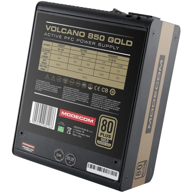 Блок питания Modecom Volcano 850W 80+ Gold (ZAS-MC92-SM-850-ATX-VOLCA) - изображение 2