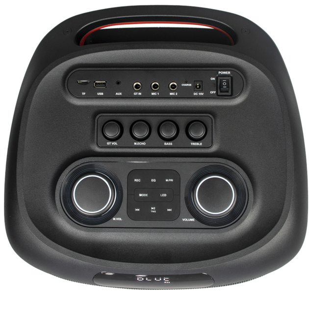Колонка портативна ZXX-8820 60 Вт 2×8″ з мікрофонами та підсвіткою для вечірок і вулиці - Фото 5 Колонка портативна ZXX-8820 60 Вт 2×8″ з мікрофонами та підсвіткою для вечірок і вулиці - зображення 5