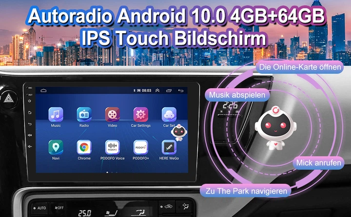 Автомагнитола NHOPEEW Android 10 с поддержкой Carplay, 4 + 64 ГБ памяти, 9-дюймовый сенсорный экран камерой заднего вида - изображение 7