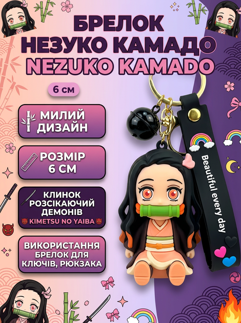 Брелок Клинок рассекающий демонов Незуко Камадо Kamado Nezuko Kimetsu no Yaiba на рюкзак, ключи 6 см - Фото 1 Брелок Клинок рассекающий демонов Незуко Камадо Kamado Nezuko Kimetsu no Yaiba на рюкзак, ключи 6 см - изображение 1