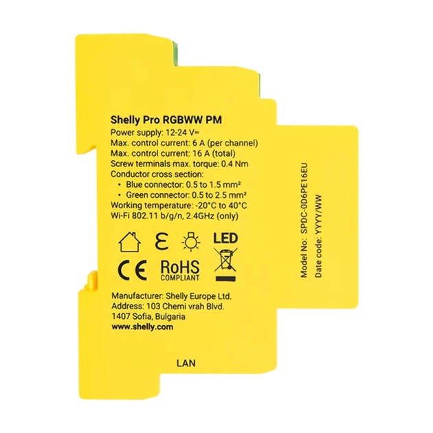 LED контроллер Shelly RGBWW Pro Wi-Fi 5-канальный DIN (3800235268216) - изображение 3