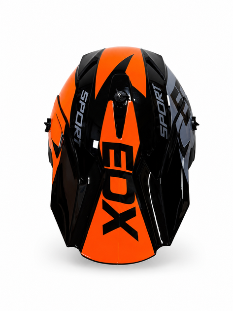 Мотошолом кросовий EDX Sport DOT з окулярами для ендуро, квадроцикла, мопеда, скутера, електросамоката та електровелосипеда, чорно-помаранчевий, розмір M - зображення 6