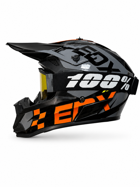 Мотошолом кросовий EDX Sport DOT з окулярами для ендуро, квадроцикла, мопеда, скутера, електросамоката та електровелосипеда, чорно-помаранчевий, розмір M - зображення 7