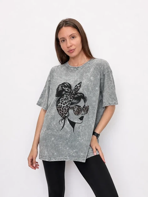 Жіноча футболка з принтом Pink Daisy Сірий M (2843) - Фото 1 Жіноча футболка з принтом Pink Daisy Сірий M (2843) - зображення 1