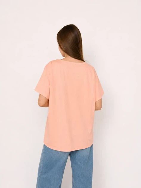 Жіноча футболка з квітковим принтом Pink Daisy Пудровий M (6536) - Фото 3 Жіноча футболка з квітковим принтом Pink Daisy Пудровий M (6536) - зображення 3