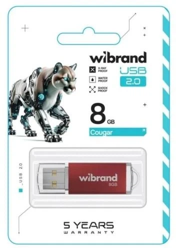 Флеш накопичувач USB 8Gb Wibrand Cougar, Red, USB 2.0 (WI2.0/CU8P1R) - Фото 2 Флеш накопичувач USB 8Gb Wibrand Cougar, Red, USB 2.0 (WI2.0/CU8P1R) - зображення 2
