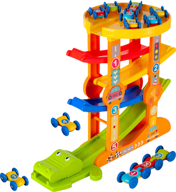 Tor Lean Toys Zjeżdżalnia Równoważnia Krokodyl 5 poziomów + 5 autek 28952 (5905991089322) - obraz 2