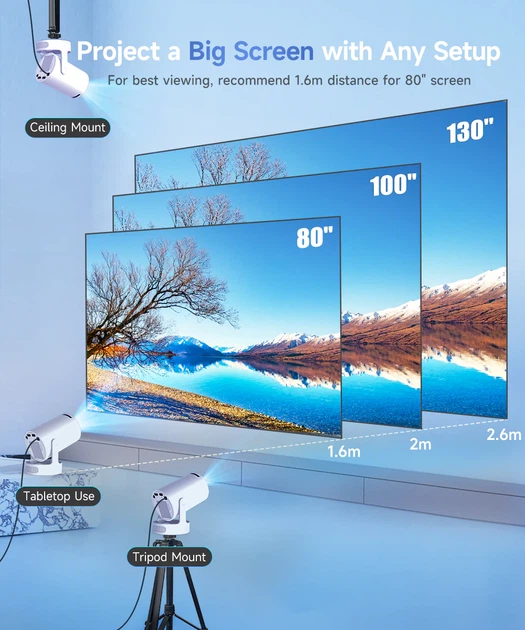Смарт проектор Magcubic HY300 Pro Портативный мультимедийный LED проектор для домашнего кинотеатра на Андроид. 4K, Wi-Fi, Bluetooth, Android 14 - изображение 5