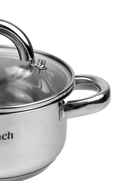 Каструля Ofenbach KM-100522 1л з нержавіючої сталі зі скляною кришкою для індукції та газу 14см - Фото 2 Каструля Ofenbach KM-100522 1л з нержавіючої сталі зі скляною кришкою для індукції та газу 14см - зображення 2