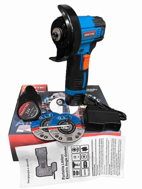 Болгарка Krafftec PGA-24 (безщіткова) Угловая шлифмашина 24 В УШМ 2 А·ч Болгарка для дома (Машина углошлифовальная ручная) Болгарка для строительства - Фото 6 Болгарка Krafftec PGA-24 (безщіткова) Угловая шлифмашина 24 В УШМ 2 А·ч Болгарка для дома (Машина углошлифовальная ручная) Болгарка для строительства - изображение 6