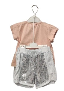 Костюм для девочки Baby Rose летний с футболкой и шортами 110 см персиковый - изображение 2