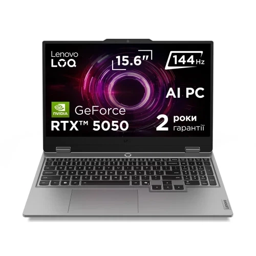 Ноутбук 15" Lenovo LOQ 15AHP10 (83JG00FBRA) Grey, AMD Ryzen 5 220, 16GB, 512GB, RTX 5050, DOS - Фото 1 Ноутбук 15" Lenovo LOQ 15AHP10 (83JG00FBRA) Grey, AMD Ryzen 5 220, 16GB, 512GB, RTX 5050, DOS - зображення 1