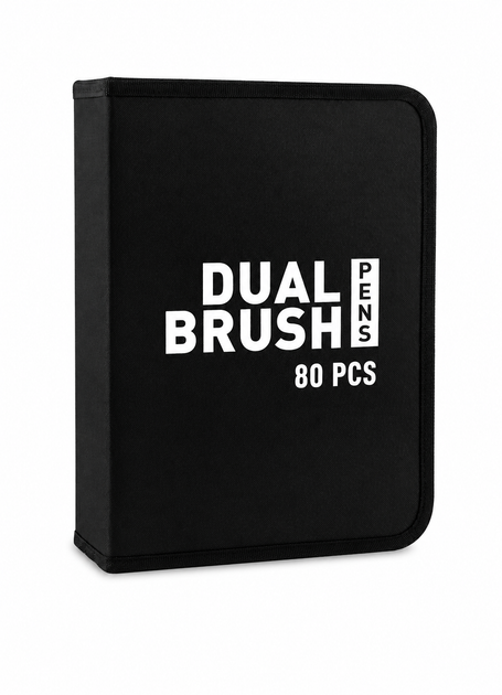 Акварельные двусторонние маркеры Dual Brush 80 шт. - художественные фломастеры на водной основе для рисования, раскрасок, скетчинга, каллиграфии, иллюстраций и дизайна. Набор акварельных маркеров-брашпенов с эффектом акварели в чехле-сумке - изображение 3