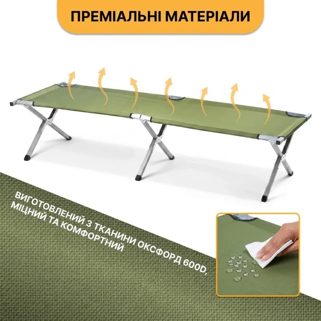 Армійська похідна розкладачка LEOBRO до 120кг Зелена (LB-MC-A1-AGR) (LEO_LB-MC-A1-AGR) - изображение 5