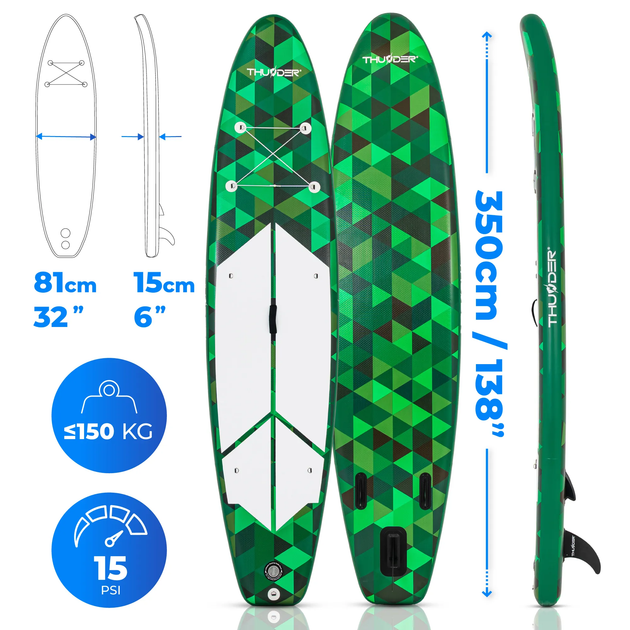 Надувна SUP дошка (Сапборд) THUNDER CAMO 350 - изображение 3