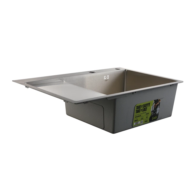 Мийка для кухні 78*49 см інтегрована Lidz Handmade Max 500 H7849L Brushed Steel, 3,0/1,0 мм збільшена чаша LDH7849LBRU49463 - зображення 4