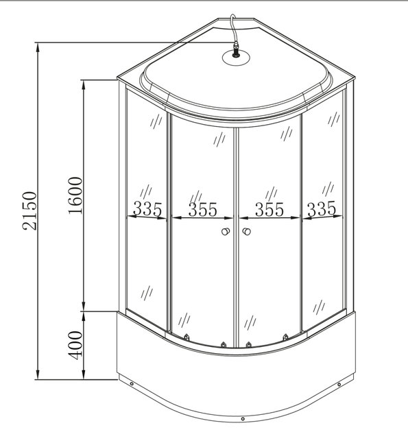 Бокс душовий без гідромасажу Mixxus STRONG SB01-90x90x215-FB SATIN з високим піддоном (MI6884) - изображение 16