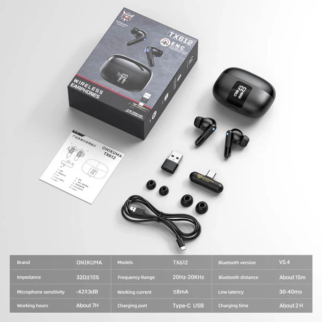 Bluetooth-гарнитура Onikuma TX612, Стерео, Черный - 739134 - изображение 8