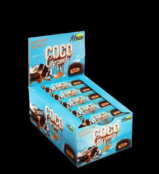 Кокосовые батончики без сахара Coco Caramel FitWin, шоколад, 20 шт по 40 г - Фото 3 Кокосовые батончики без сахара Coco Caramel FitWin, шоколад, 20 шт по 40 г - изображение 3