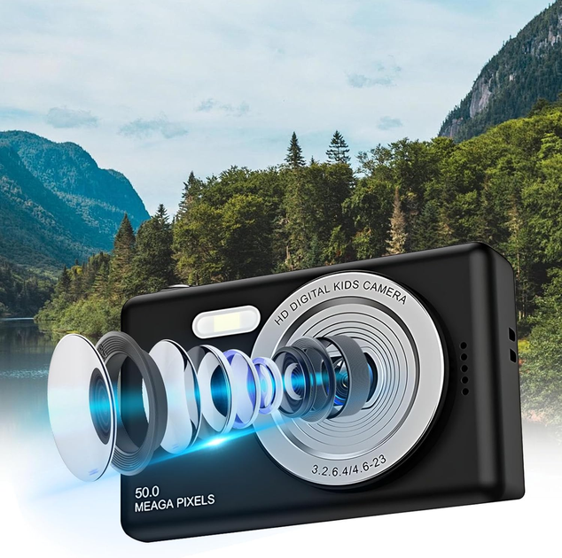 Цифровая камера 4K 50МП: компактный фотоаппарат для видеоблогов, 8х зум, 2.4" LCD, Vintage Black - изображение 5