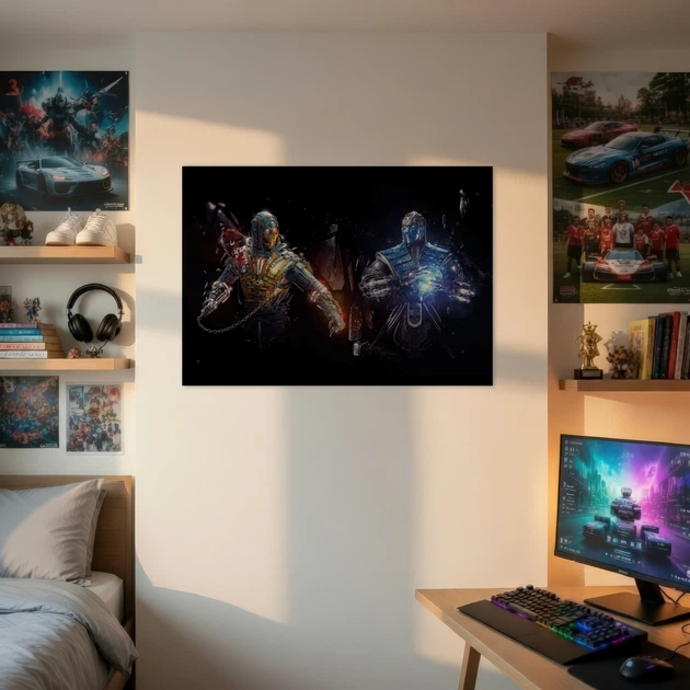Постер Мортал Комбат, Сабзіро та Скорпіон, Mortal Kombat, Scorpion, Sub-Zero, декор кімнати геймера, A1 60×85 см (id1647) - зображення 2