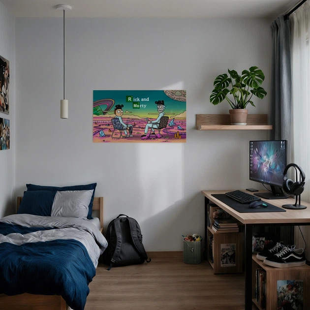 Інтер'єрна картина Рік та Морті, Пуститися берега, Rick and Morty, Breaking Bad, декор кімнати підлітка, 24×42 см (id5515) - зображення 2