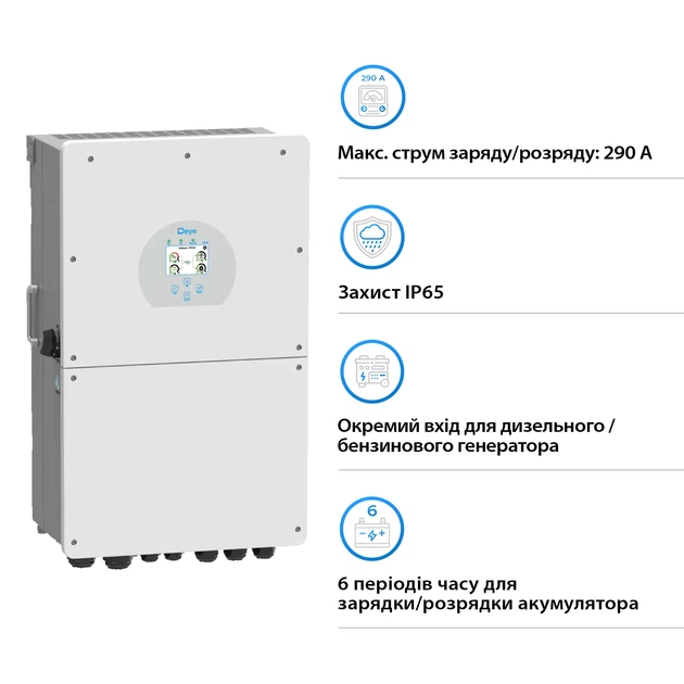 Гибридный инвертор DEYE SUN-16K-SG01LP1-EU-AM3-P 16kW 48V 3 MPPT (SUN-16K-SG01LP1-EU-AM3-P) - изображение 3
