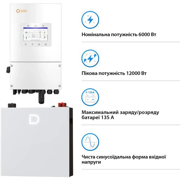 Система хранения энергии Solis SV-1SL6K1-LDY5.1K2 6kW 5.1kWh 1BAT LiFePO4 6000 циклов (SV-1SL6K1-LDY5.1K2) - Фото 3 Система хранения энергии Solis SV-1SL6K1-LDY5.1K2 6kW 5.1kWh 1BAT LiFePO4 6000 циклов (SV-1SL6K1-LDY5.1K2) - изображение 3