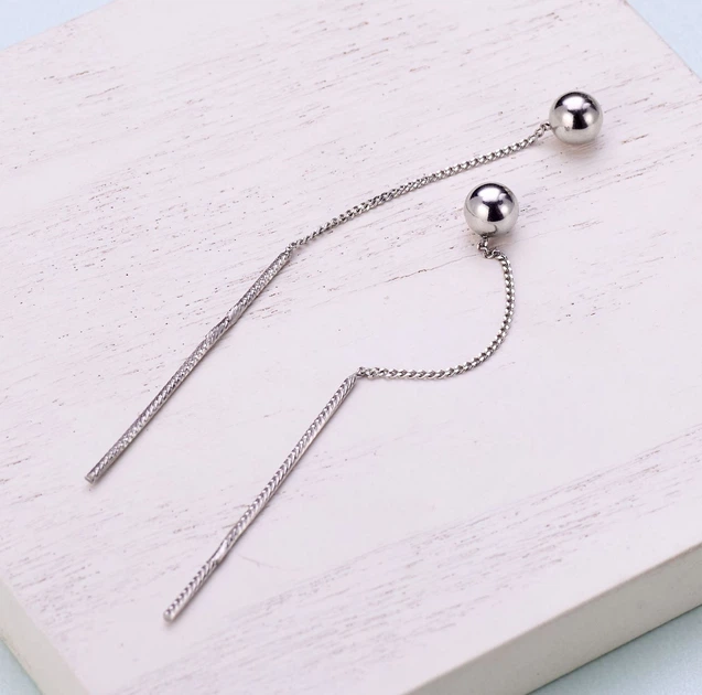 Серьги-протяжки серебряные Шарики 925 Rhodium (Ш) - изображение 2