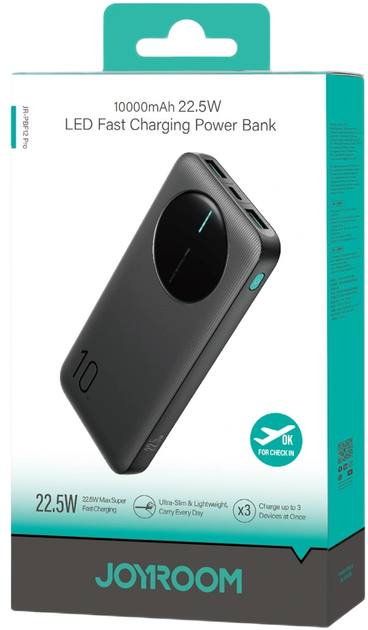 УМБ Joyroom JR-PBF12 Pro 10000mAh 22.5W 2x USB-A 1x USB-C Black (6956116781217) - зображення 7