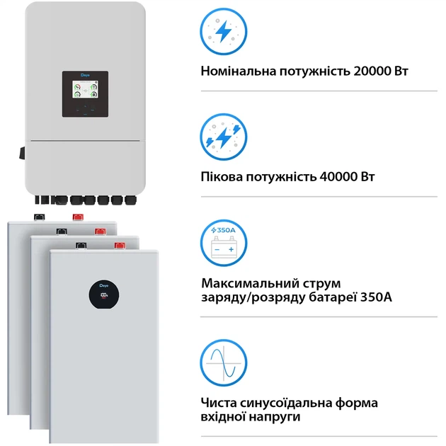 Система хранения энергии DEYE SV-3DE20K1-LDE48K1-1 20kW 48.2kWh 3BAT LiFePO4 ≥6000 циклов (SV-3DE20K1-LDE48K1-1) - изображение 3