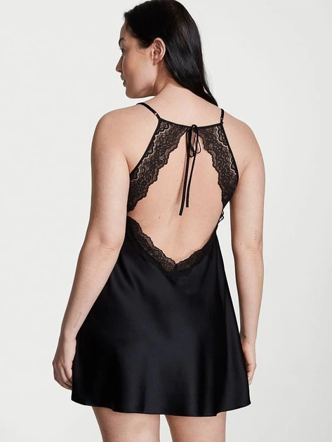 Пеньюар Victoria's Secret Dantel Detaylı Sırt Dekolteli Gecelik XL Чорний (27178895D) - зображення 2