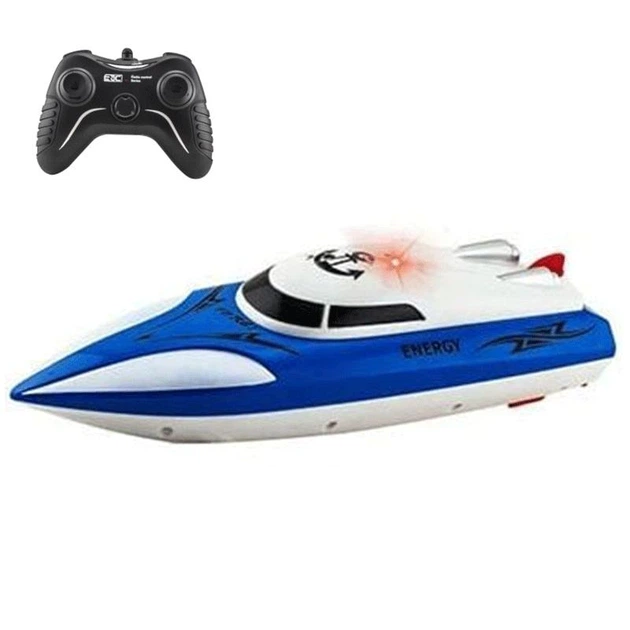 Катер на радиоуправлении Speed Boat 28 см. Детский скоростной радиоуправляемый катер с подсветкой и пультом дистанционного управления 2.4GHz, игровой кораблик, лодка, водная яхта white-blue - изображение 8