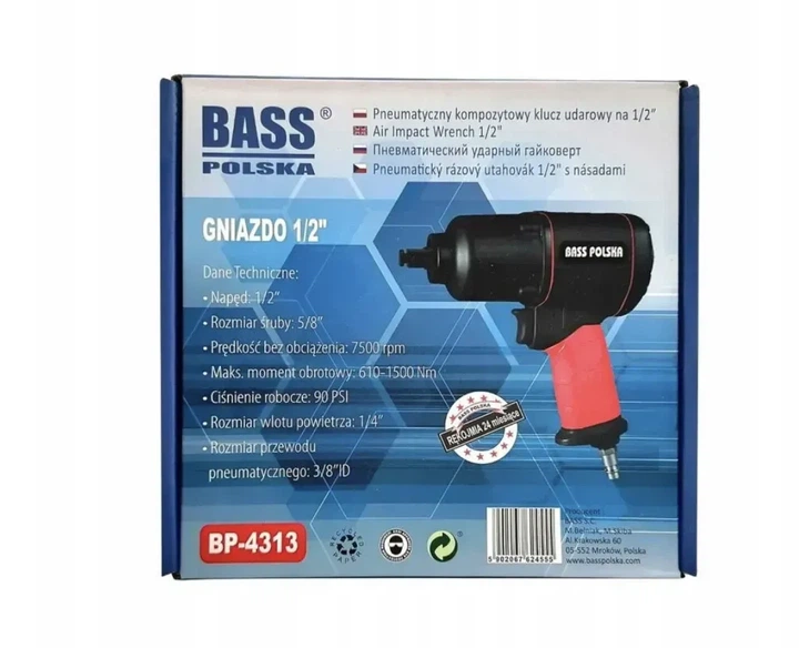 Пневматический ударный гайковерт Bass Polska 4313 1/2" 1500 Нм (4313) - Фото 8 Пневматический ударный гайковерт Bass Polska 4313 1/2" 1500 Нм (4313) - изображение 8