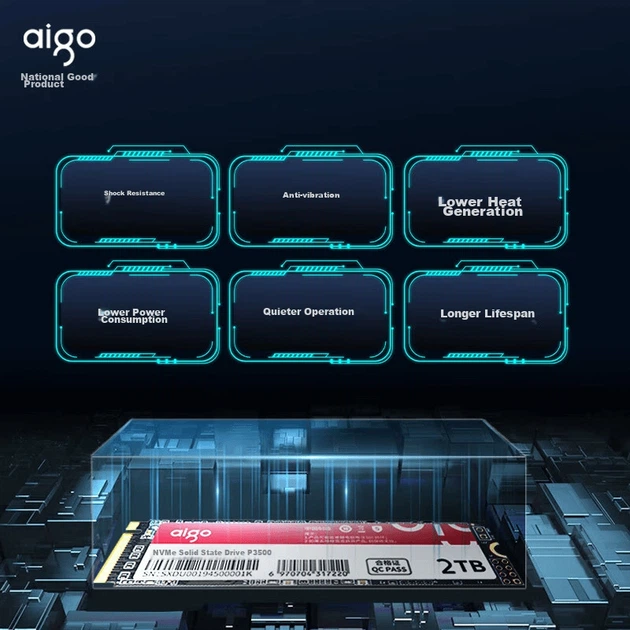 SSD диск Aigo P3500 512GB M.2 NVMe PCIe 3.0 x4 TLC - изображение 3