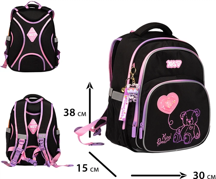 Рюкзак школьный YES S-91M Pink Bear (550499) (5056574463852) - изображение 3
