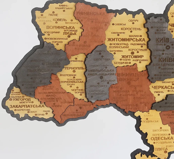 Мапа України настінна мала 3D об'ємна в коробці ручна робота 55*38.5 см Гранд Презент 11 - зображення 6