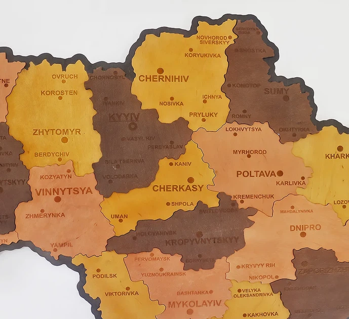 Карта України настінна 3D об'ємна англійською з синьою підсвіткою (220В) в коробці 143*100 см Гранд Презент 17ССАнгл - зображення 9